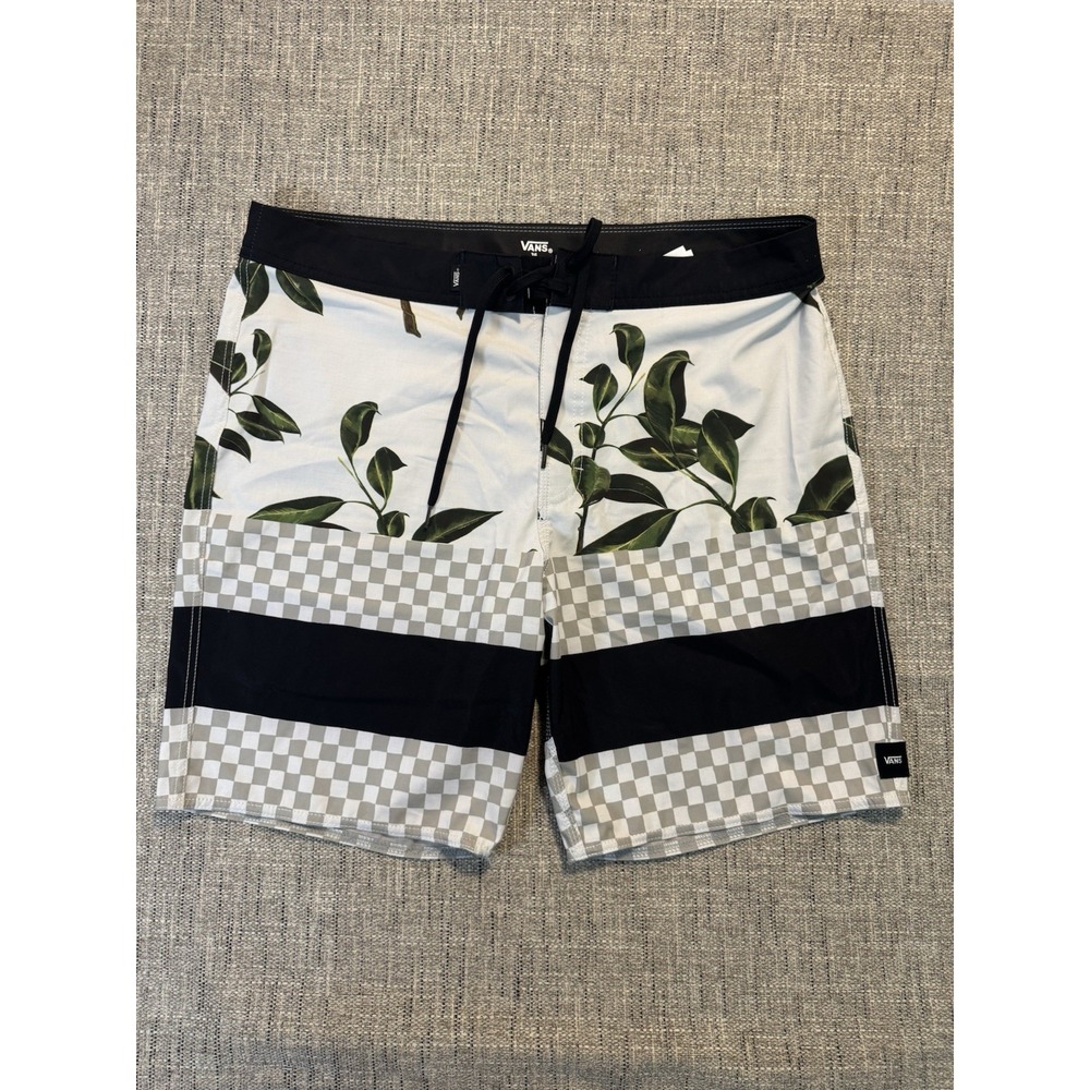 Vans Era‎ Boardshort white/green men size 36 Swim Trunks Swimming Bathing Suit